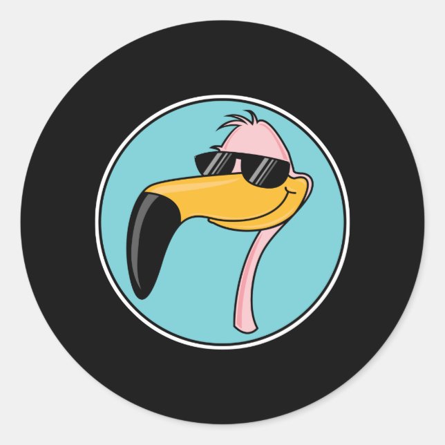 cool rosa Flamingo in einer Sonnenbrille Runder Aufkleber (Vorderseite)