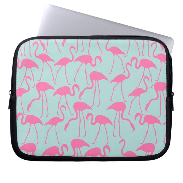 Cool rosa Flamingo-Muster Laptopschutzhülle (Vorderseite)