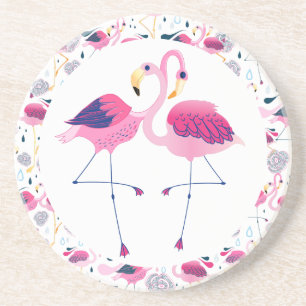 Cool-rosa-Flamingos-Illustration Untersetzer