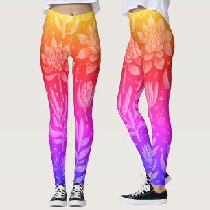 Cool rosa gelbe Gradient Garden Sukkulturen Flora Leggings