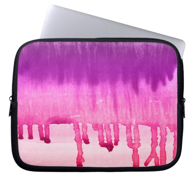 Cool rosa Lila Wasserfarbe Ombre Design Laptopschutzhülle (Vorderseite)