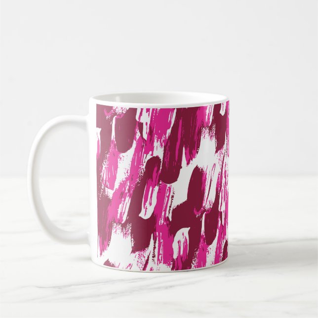 Cool rosa Pinselstriche, modern, nahtlos Kaffeetasse (Links)