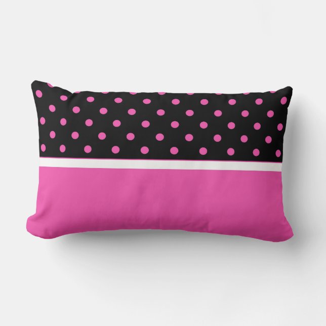 Cool rosa und schwarz, Polka Punkte. Füge Deinen N Lendenkissen (Vorderseite)