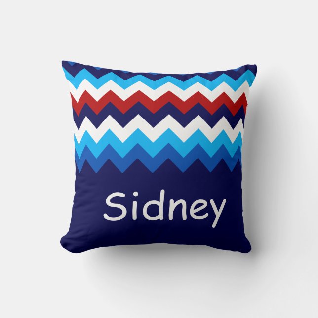 Cool-Rot-Weiß-Chevronen-Monogramm-Kissen Kissen (Vorderseite)