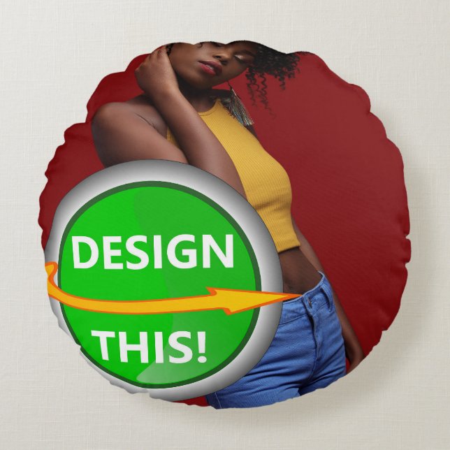 COOL! Rundwurfkissen 16" Polyester - kundenspezifi Rundes Kissen (Vorderseite)