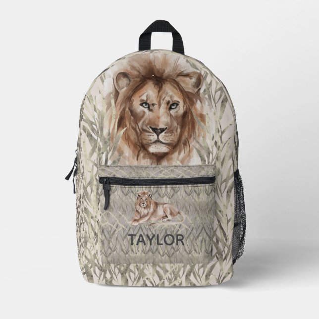 Cool Safari Lion Bedruckter Rucksack (Vorderseite)
