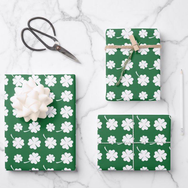 Cool Saint Patrick's Day tiled clovers  Geschenkpapier Set (Vorderseite)