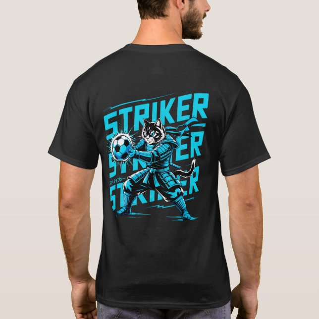  Cool Samurai Cat Soccer Striker - Gift for soccer T-Shirt (Rückseite)