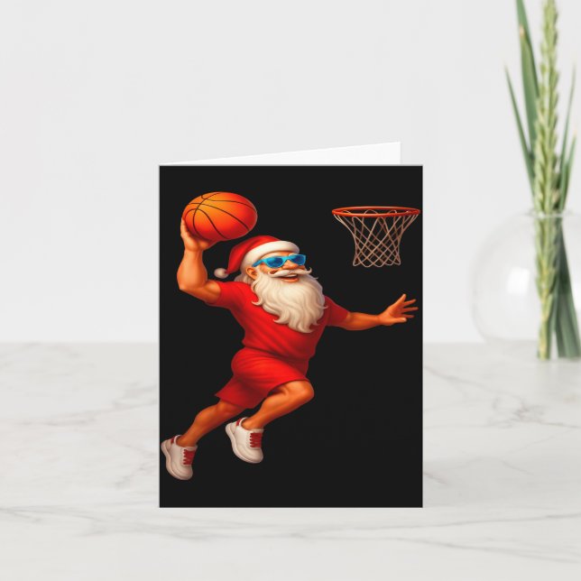 Cool Santa Basketball Player Dunking Xmas Christma Karte (Vorderseite)