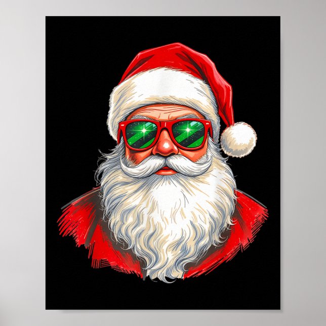 Cool Santa Claus Face Retro Sungles Christmas Men  Poster (Vorne)