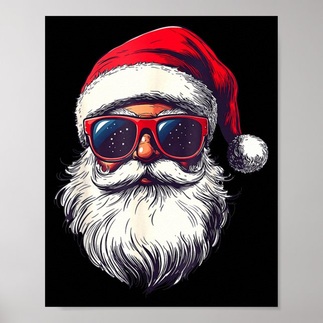 Cool Santa Claus Face Retro Sungles Christmas Men  Poster (Vorne)