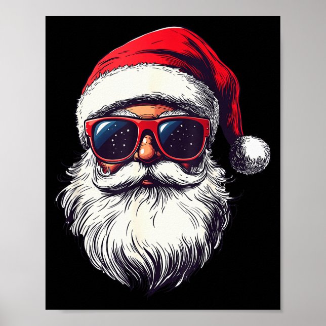 Cool Santa Claus Face Retro Sungles Christmas Men  Poster (Vorne)
