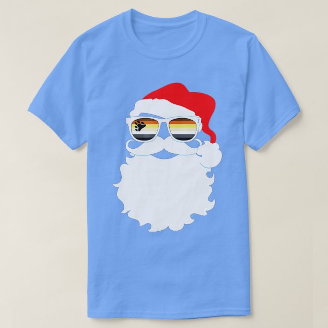 Cool Santa Claus Gay Bear Pride Flag Sunglasses  T-Shirt (Design vorne)