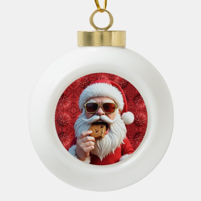 Cool Santa Claus Keramik Kugel-Ornament (Vorderseite)