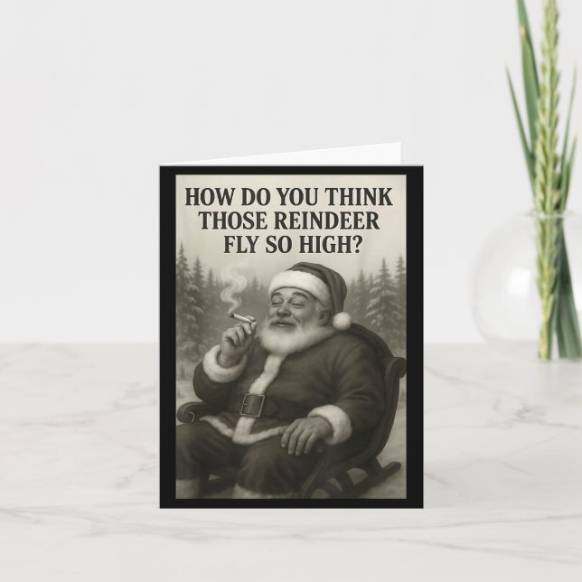 Cool Santa Claus Smoking Weed Christmas Quote  Karte (Vorderseite)