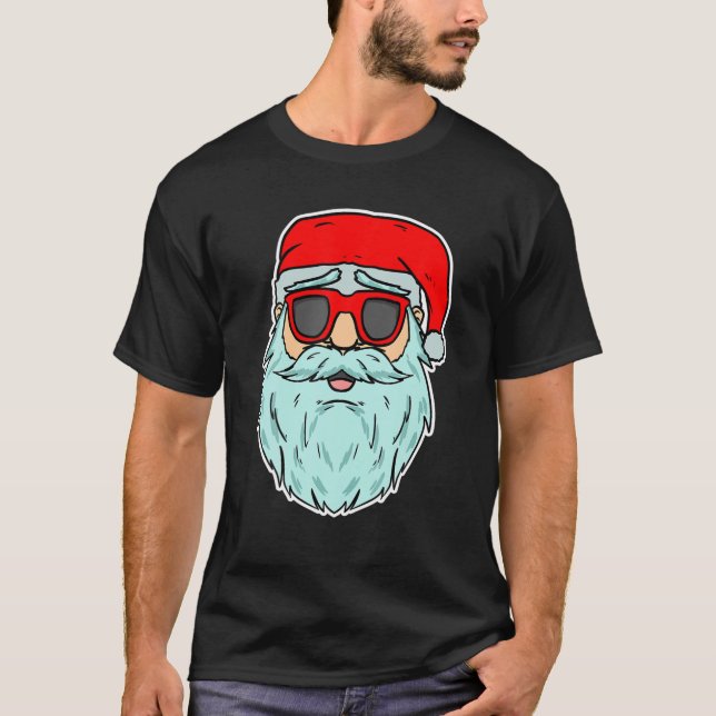 Cool Santa Claus Sonnenbrille Xmas Party Merry Chr T-Shirt (Vorderseite)
