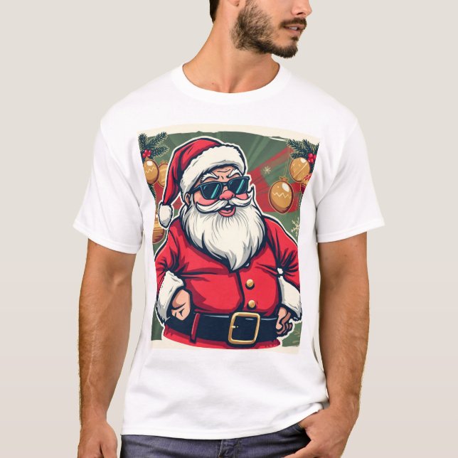 Cool Santa Claus with Trendy Sunglasses T-Shirt (Vorderseite)
