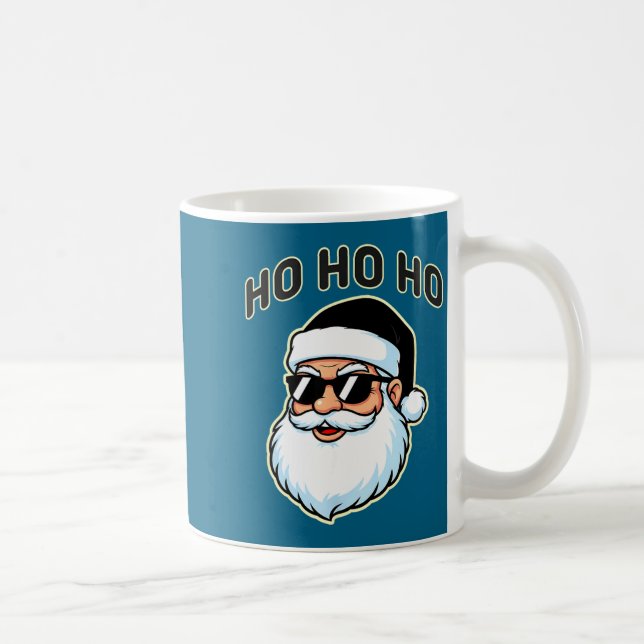 Cool Santa In Black Hat Sungles Graphic 2  Kaffeetasse (Rechts)