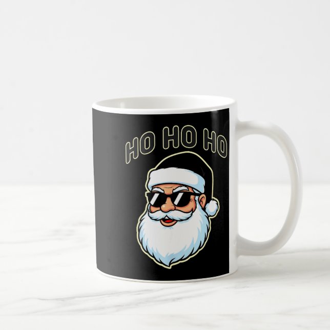 Cool Santa In Black Hat Sungles Graphic 2  Kaffeetasse (Rechts)