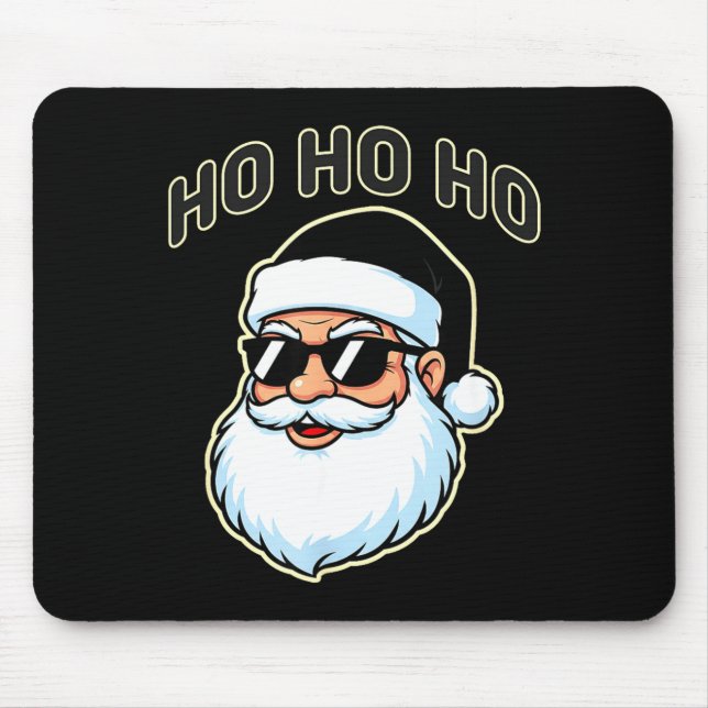 Cool Santa In Black Hat Sungles Graphic 2  Mousepad (Vorne)