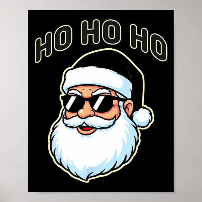 Cool Santa In Black Hat Sungles Graphic 2  Poster (Vorne)