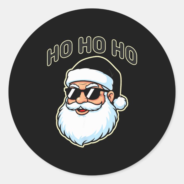 Cool Santa In Black Hat Sungles Graphic 2  Runder Aufkleber (Vorderseite)