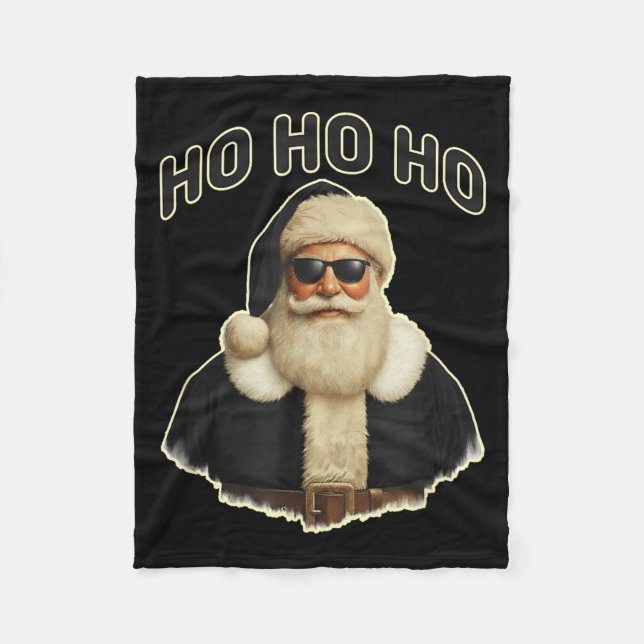 Cool Santa In Black Hat Sungles Graphic  Fleecedecke (Vorderseite)