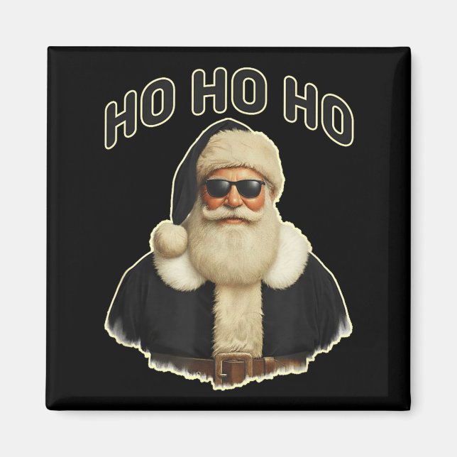 Cool Santa In Black Hat Sungles Graphic  Magnet (Vorne)