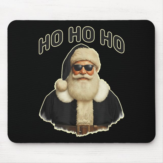 Cool Santa In Black Hat Sungles Graphic  Mousepad (Vorne)