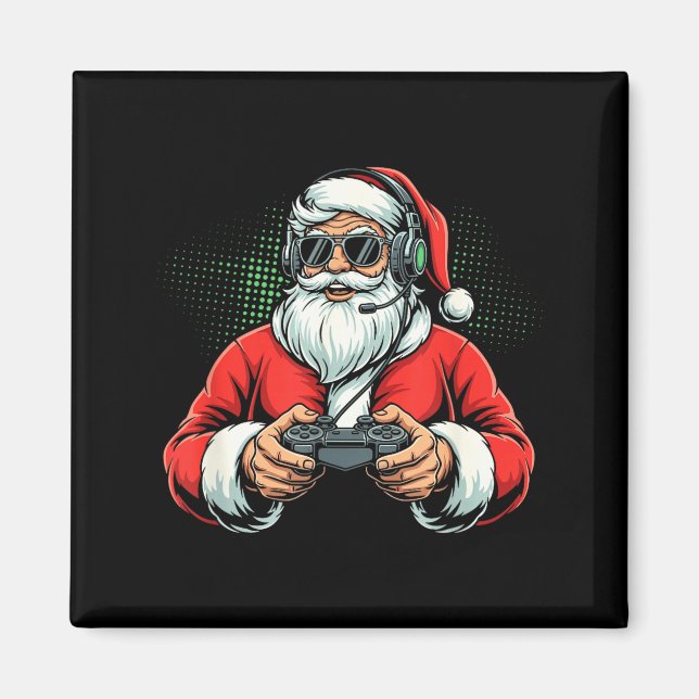 Cool Santa Playing Video Games Christmas Gamer Boy Magnet (Vorne)