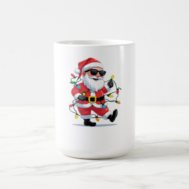Cool Santa with Christmas Lights – Modern Festive  Kaffeetasse (Mittel)