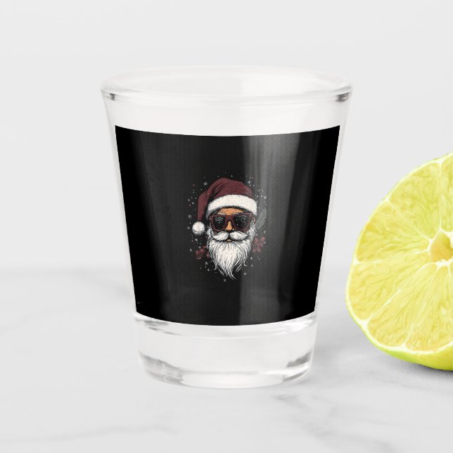 Cool Santa with Sunglasses Christmas Schnapsglas (Vorderseite)