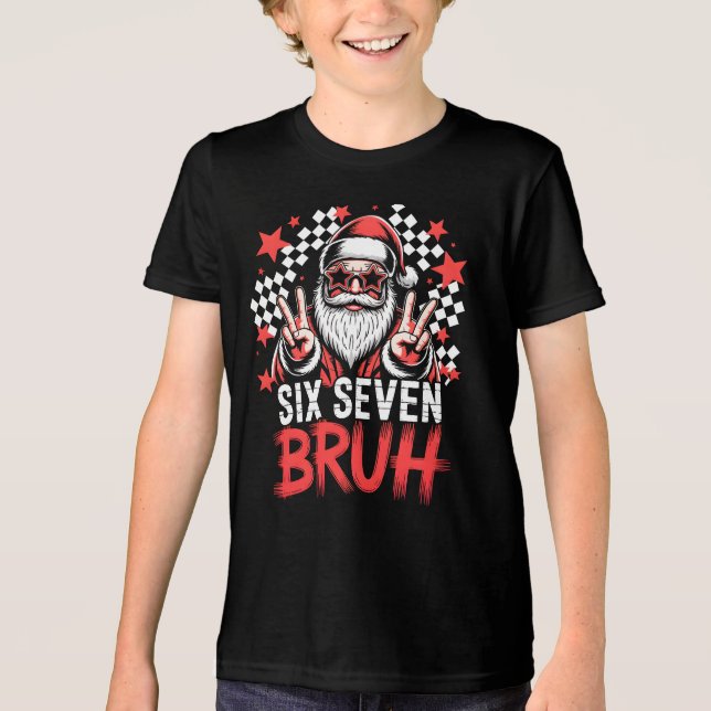 Cool Santa with sunglasses - Six Seven BRUH Tri-Blend Shirt (Vorderseite)