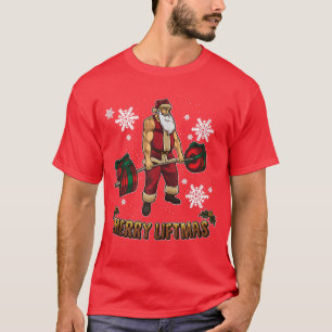 Cool Santa Workout Bodybuilder Merry Liftmas Chris T-Shirt