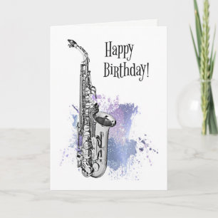 Cool Saxophon Musician Jazz Rock & Roll Geburtstag Karte