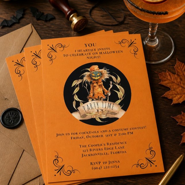 Cool Scarecrow Halloween-Party Einladung (Von Creator hochgeladen)