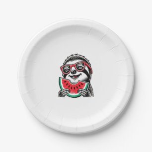 Cool Schlummertrinker isst Wassermelone Pappteller