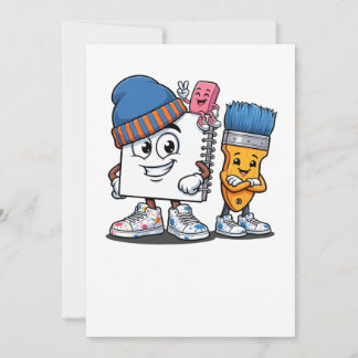 Cool School Art Crew – Cartoon-Notizbuch Einladung