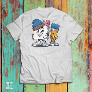 Cool School Art Crew – Cartoon-Notizbuch T-Shirt