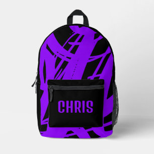 Cool Schwarz und Lila für Jungen und Mädchen Bedruckter Rucksack