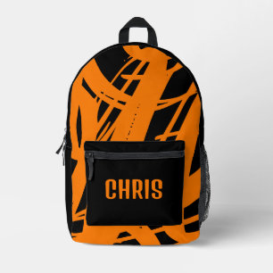 Cool Schwarz und Orange für Jungen und Mädchen Bedruckter Rucksack