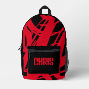 Cool Schwarz und Rot für Jungen und Mädchen Bedruckter Rucksack
