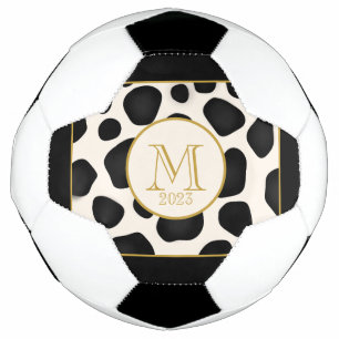 Cool Schwarz & Weiß & Gold 2023 Monogramm Fußball