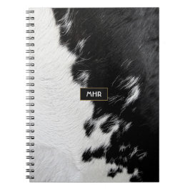 Cool Schwarzweiß-Monogramm-Cowhid Notizblock