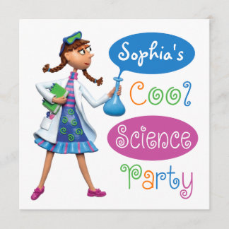 Cool Science Birthday Party für Mädchen Einladung