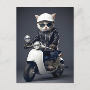 Cool Scooter Kitty gratuliert Postkarte