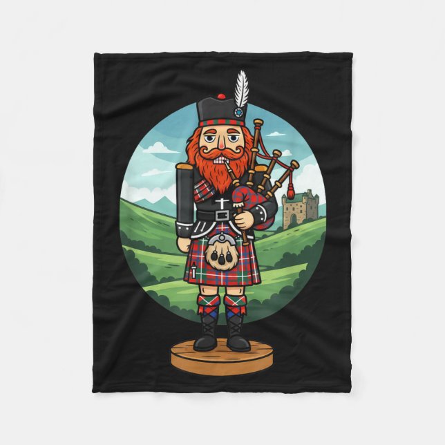 Cool Scottish Nutcracker Bagpes  Fleecedecke (Vorderseite)