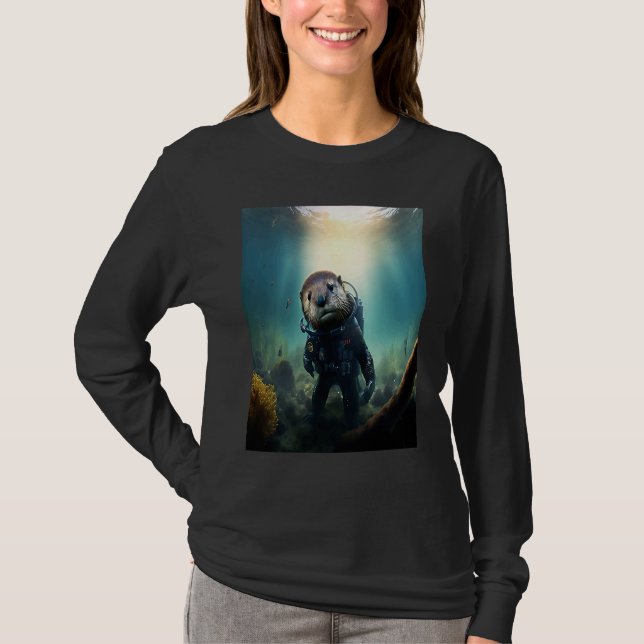 Cool Sea Otter Costume Scuba Diving Otter T-Shirt (Vorderseite)