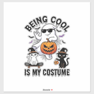 Cool Sein Ist Kostüm Halloween Geist Kürbis Katze_ Aufkleber