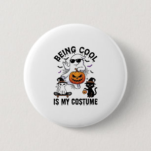 Cool Sein Ist Kostüm Halloween Geist Kürbis Katze_ Button